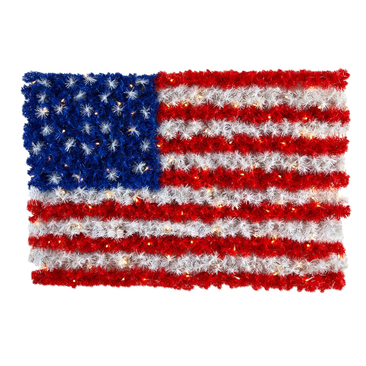 3ft. Pre-Lit Red, White &#x26; Blue American Flag Wall Panel, Warm LED Lights